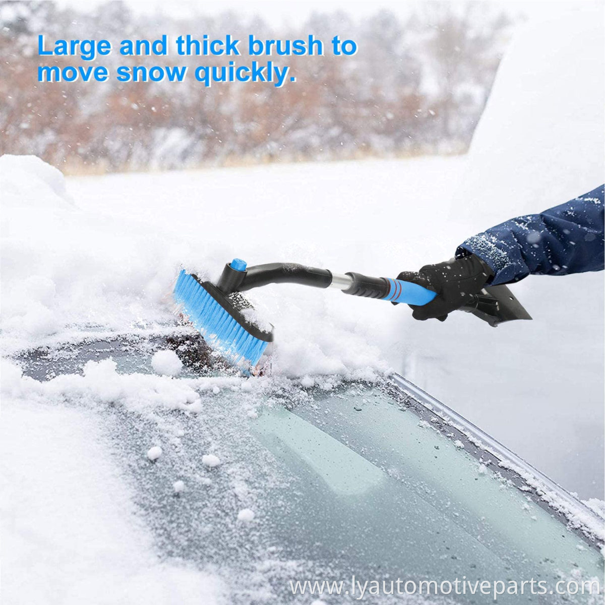 Car Snow Brush with Ice Scraper and Foam Grip Detachable Snow Mover Snow Brush Removal Extendable for Car Auto SUV Truck